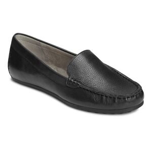 Aerosoles Coby Black Leather Loafers Slip On Flat Shoes Women Size 7.5M